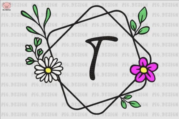Flower Daisy Font T: Sweet Embroidery for Gifts
