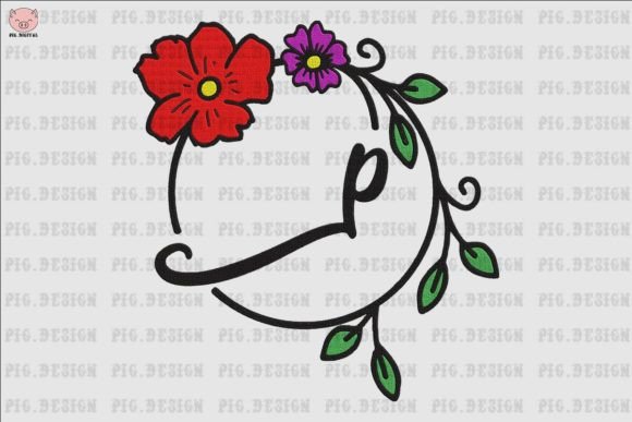 Flower Font P: Elegant Embroidery for Gifts