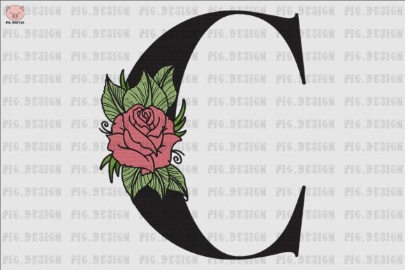 Flower Rose Font C: Elegant Embroidery for Gifts